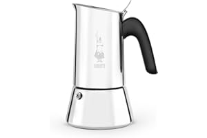 Bialetti - New Venus, stainless steel espresso coffee machine, suitable for all types of stoves, 2 cups (85 ml), aluminium, silver (Not induction safe)