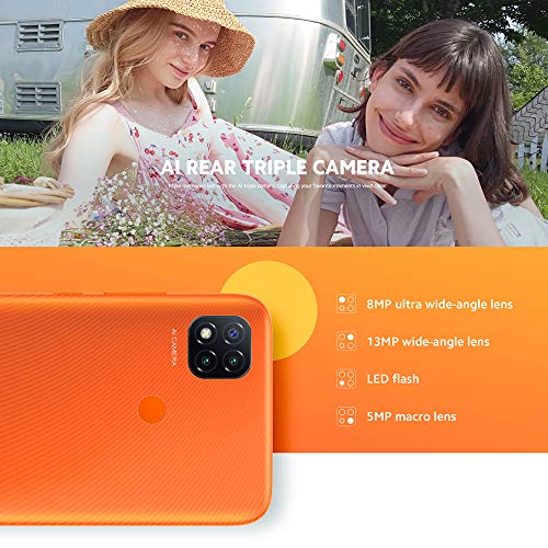 Xiaomi Redmi 9C Smartphone 3GB RAM 64GB ROM 6,53'' HD+ Pantalla de Caída de Puntos MTk Helio G35 Octa Core 13 MP AI Triple Cámara (Orange) - Imagen 3
