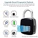Fingerprint Lock, TONBUX Waterproof Anti-Theft Bluetooth Connection Padlock, Suitable for House Door, Suitcase, Backpack, Gym, Bike, Office, Suitable for Android/iOS, Support USB Charging (Black)