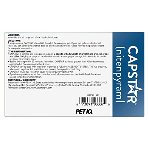 CAPSTAR (nitenpyram) Oral Flea Treatment for Dogs, Fast Acting Tablets