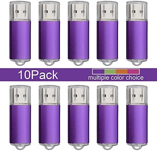 JUANW 16GB 10Pack USB flash drive Memory Stick Pen Drive Jump drive Purple With Cap
