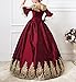 ROLECOS Womens Royal Retro Medieval Renaissance Dresses Lady Satin Masquerade Dress Wine Red