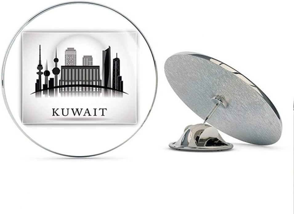 TG Graphics Kuwait Travel Art Round Metal Lapel Pins Cute Cool Hat Shirt Pin Tie Tack Pinback