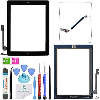 OmniRepairs-for iPad 4 (4th Generation) Glass Touch Screen Digitizer OEM Assembly Replacement with Home Button Flex, Adhesive Tape, Midframe Bezel, Screen Protector, and Repair Toolkit (iPad 4 Black)