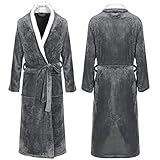 Ekouaer Unisex Plush Microfiber Fleece Bathrobe Bath Spa Robe,Large/XL