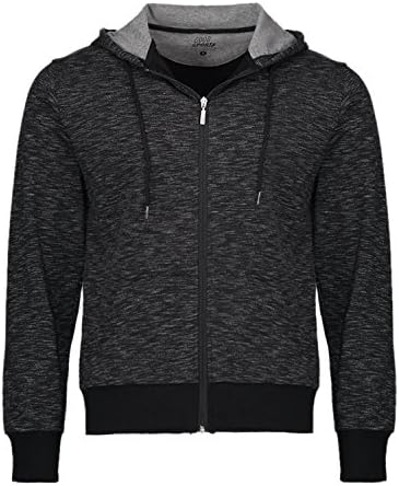 Helzkor Men's Workout Zip-up Casual Hoodie Full Zipper Jacket With Colorblocked Ribbed Details and Hand Pockets