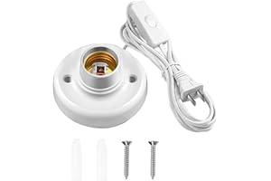 BUBYVV Light Socket with Cord Light Bulb Base E26/ E27 Lamp Base Desktop 15ft Include Screw Light Bulb Socket with On/Off Switch Hanging Light Cord Extension (1)