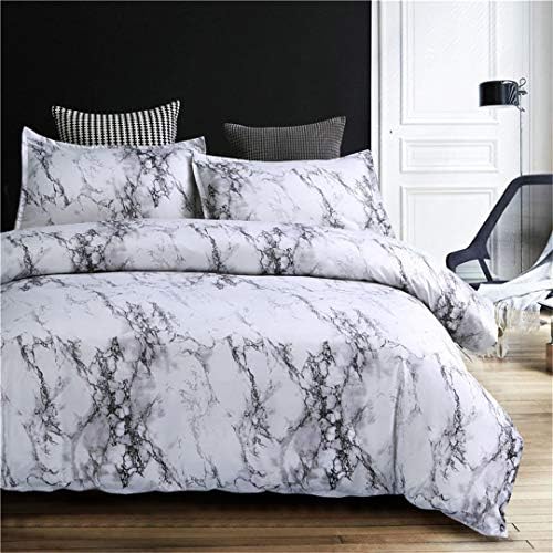 Queen Size Bed Set Brown Marble Printed Luxury Bedding Set King Size Bed Linen Single Duvet Cover Sets with Pillowcase Type 2 UK Double 3pcs