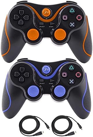 Kepisa Wireless Bluetooth Controllers For PS3 Double Shock - Bundled with USB charge cord (BlackOrange and BlackBlue)