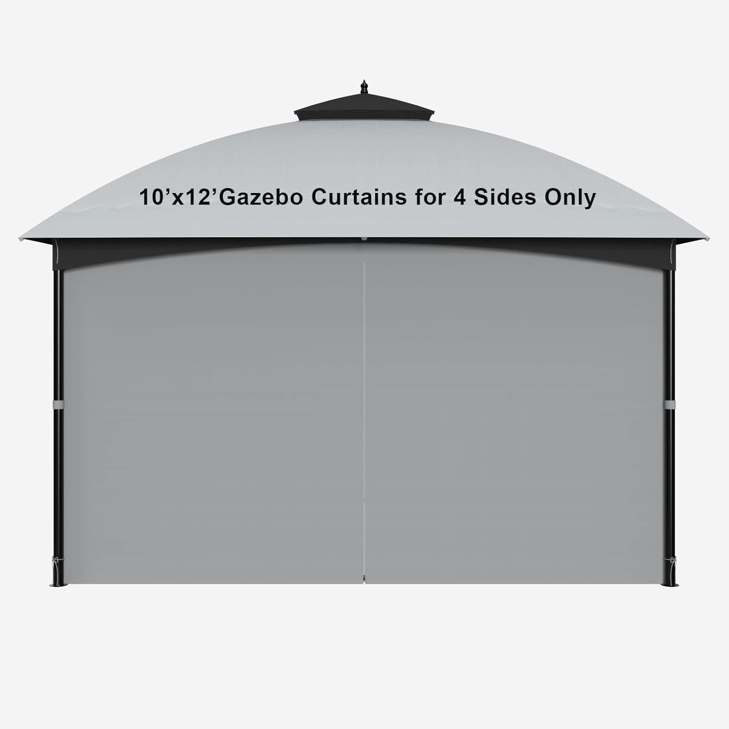 Outdoor Curtains - SunCula Replacement Gazebo Curtain Universal Privacy Shade Curtain 4-Panels sidewall with Zipper (10'x12', Grey, Only Curtains)