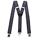 JINIU Mens Adjustable Elastic Braces Suspenders Y-Shape With Strong Clips Heavy Duty Grey