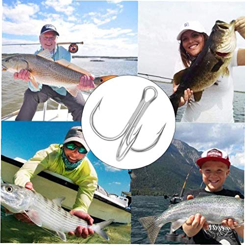 asdfwe Drillinge Angelhaken High Carbon Stahl Kleine Runde Biegung Triple-Harte Köder Löffel Fishhook Plastikkasten… – Bild 5