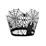 Pixnor Spider Web Cupcake Wrapper Wedding Birthday Decorations Black Pack of 50
