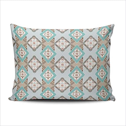 THUONY Bedroom Home Decor Patchwork Checkered Retro Design Throw Pillow Cover Cushion Case Fashion One Sided Printed Boudoir 12x16 Inches (Set of 1)