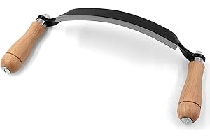 WICING Draw Knife, Curved Debarking tool Overall 12.8"/ 8" Blade,1065 Manganese Steel, Ergonomic Solid Wood Handle Draw Knife Woodworking Tool