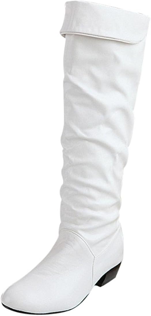 white knee length boots