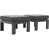 LebenLiebe 2 Pieces Outdoor Patio Ottomans Aluminum Patio Footstool Grey | Thick Cushions All Weather Footstools Footrest Outdoor Furniture,Grey