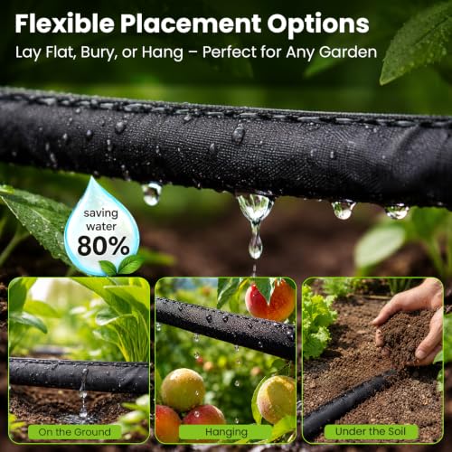 Bluepro Flat Soaker Hose, 100 ft Drip Irrigation Hose with Brass Splitter photo 10