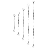 5Pcs Silver Stainless Steel Necklace Extender Chain Links Silver Lobster Necklace Extenders for Necklaces Bracelet Anklet Stainless Steel Chain Extenders for Jewelry Making (2in 3in 4in 5in 6in)