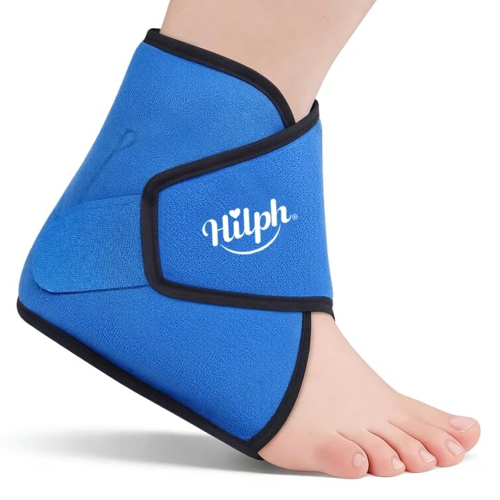 Hilph Reusable Ankle Ice Bag, Cold and Warm Therapy Bag for Ankle with Adjustable Strap - Reduces Pain, Swelling from Sprains, Stretches and Inflammations