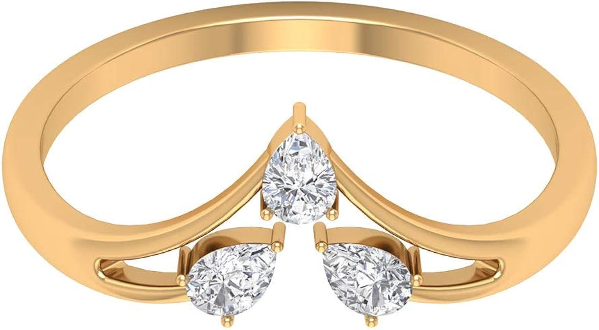 Anillo de corona de oro macizo clásico para mujer, 1/4 quilates ...