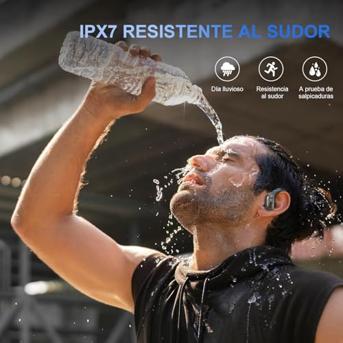 Fones de ouvido esportivos sem fio, fones de ouvido estéreo Bluetooth, 75 horas de reprodução, com microfone HD, cancelamento de ruído ENC, tela de LED duplo, à prova d'água IP7