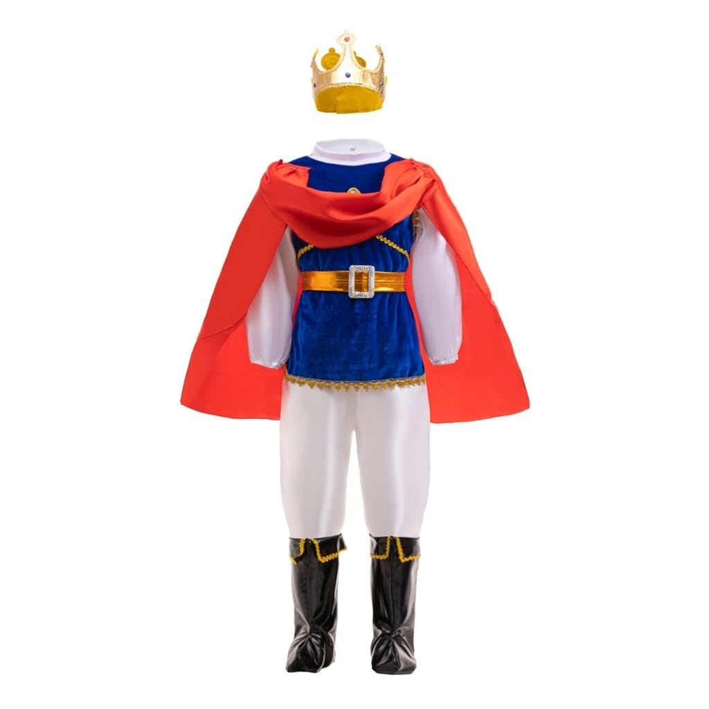 Lito Angels 6 Piece Prince Charming Royal King Fancy Dress Up Costume Pretend Play with Crown for Kids Boys Age 5-6 Years