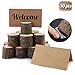 Habbi 30pcs Wood Place Card Holders, Rustic Table Numbers Holder, Table Name Card Holder with Kraft Place Cards Bulk for Wedding or Home Party Table Number Sign