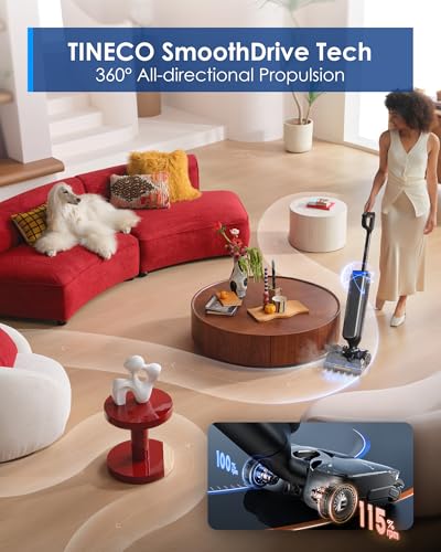 Tineco Floor One S9 Artist Steam Wet Dry Vacuum Cleaner, High-Temp Steam Cleaning, 22kPa Suction, 360° SmoothDrive, Anti-Tangle Design, 185°F Flashdry, Long Runtime, 180° Lay-Flat
