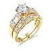 14k Yellow OR White Gold SOLID Wedding Engagement Ring and Wedding Band 2 Piece Set