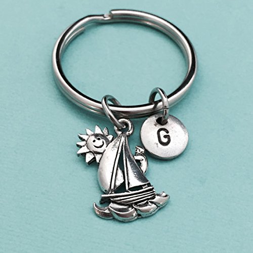 Sailboat keychain, sailboat charm, boat keychain