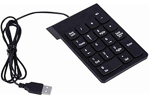Mini Wired USB Numeric Keypad 18 Keys Slim Number Pad for Desktop Laptop PC,G22