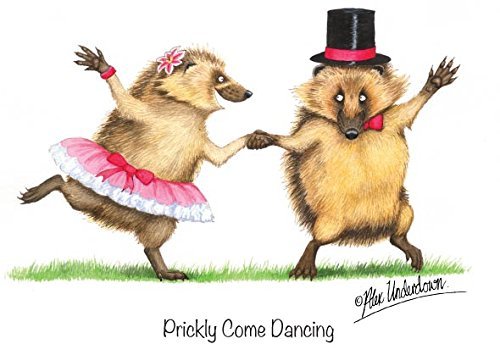 Funny Hedgehog Greeting Card. Prickly Come Dancing. A Fun Card for Wildlife and Nature Lovers