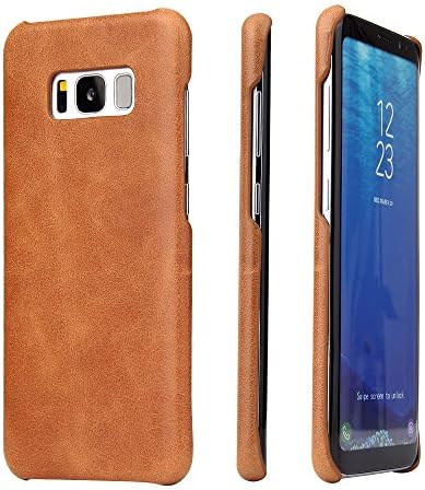 For Samsung S8 Leather Case Genuine Ultra Slim fit Lightweight Vintage Design Scratches Resistant Premium Hard Back Cover for Samsung Galaxy S8 5.8 inch 2017 (Brown)