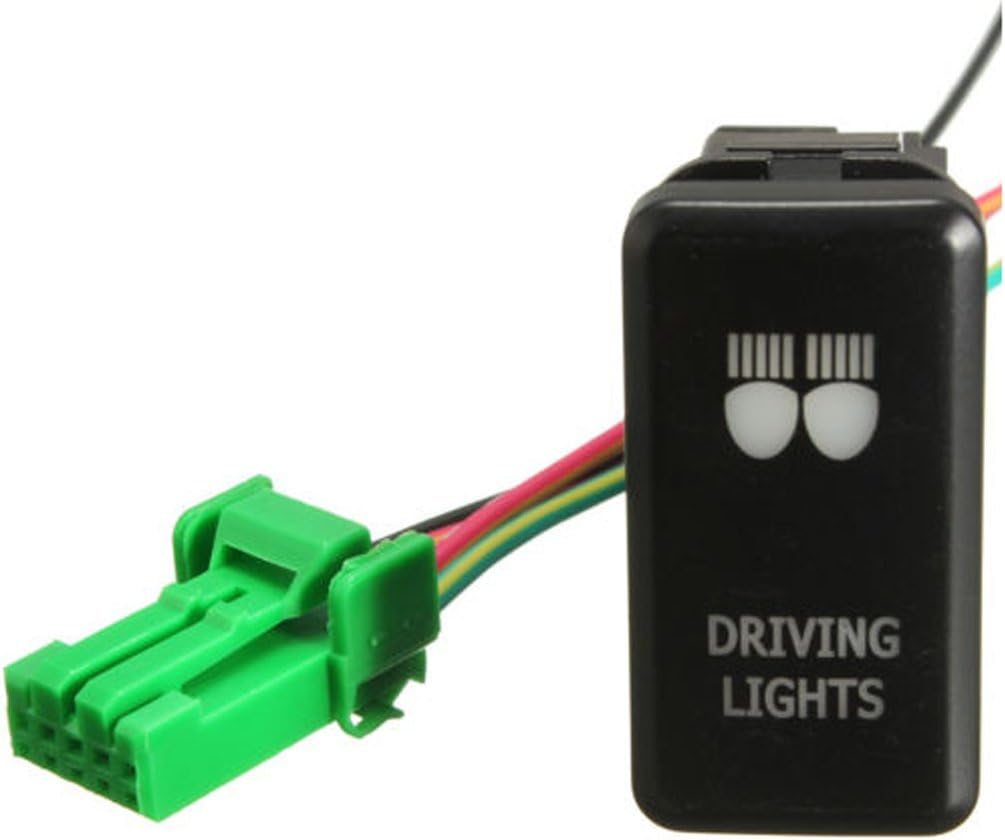 Cllena Laser Blue Led Light Push Button Switch With Connector Wire Kit For Toyota Driving Lights