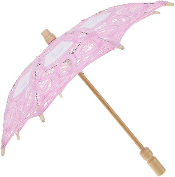 Amazon Co Jp Abbraccia 手作り綿レースパラソルアンブレラミニウェディングブライダル花女の子傘 ピンク 服 ファッション小物