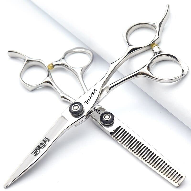 Japan 440C 5.5/6 inch Hair Stylist Bearing Scissors - Professional Salon Studio Modeling Tools - Thinning Scissors (6 inches, 2 Pieces)