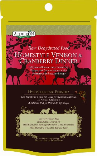 Addiction Pet Foods Homestyle Venison and Cranberry Dinner Dog Food, 4-Ounce
