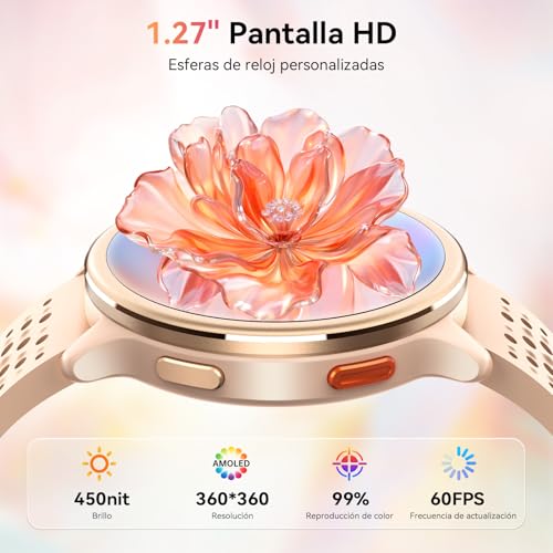 Women's Smart Watch 1.27" Round Smartwatch 2 Straps, Sleep Monitor Health and Fitness Functions 120+ Sports Modes 3ATM Waterproof for iPhone/Samsung/Android Pink