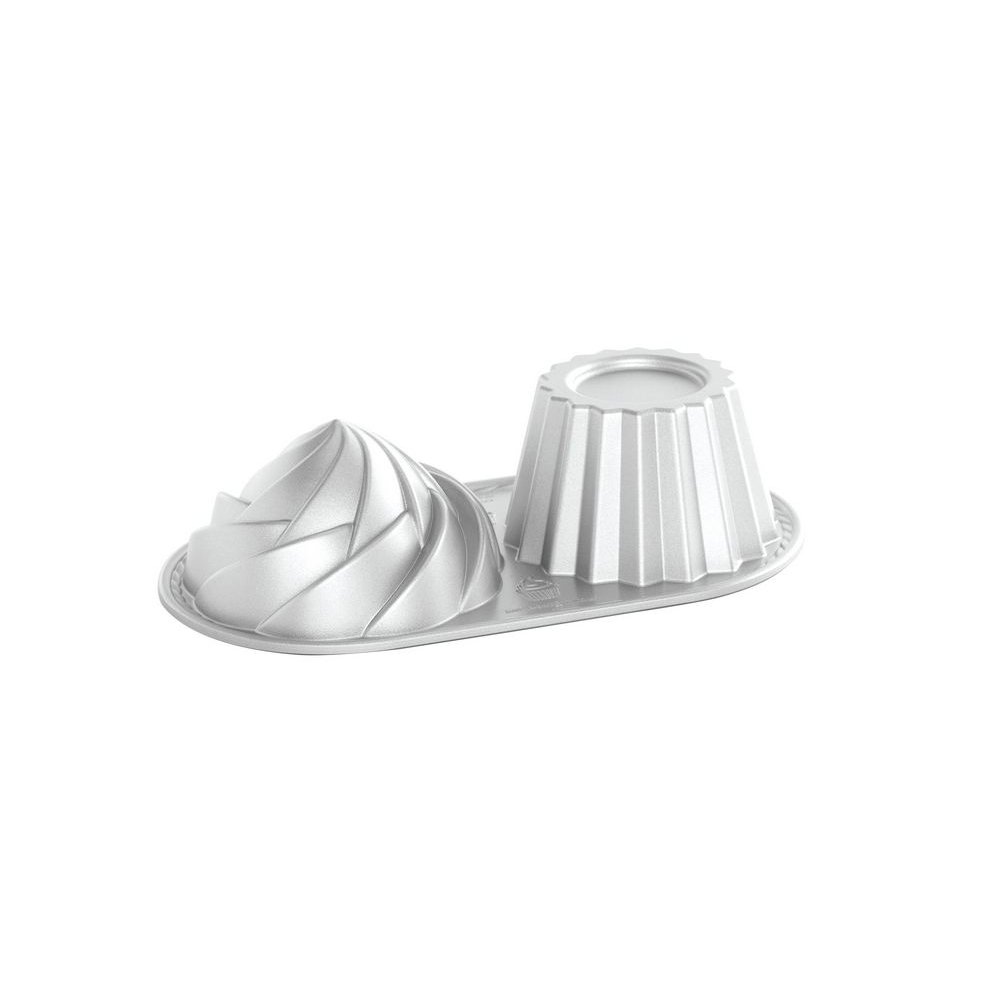 Nordic Ware Cute Cupcake Cast Aluminium Non Stick Bundt Baking Pan 6 Cup - Silver