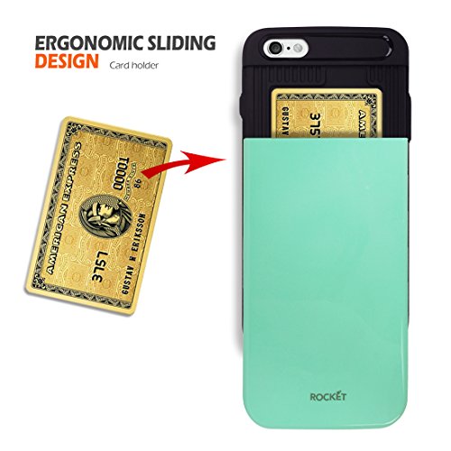 iPhone6 Plus / iPhone6S Plus (5.5" screen) Wallet Case [Card Slot] [Heavy Duty] Slim Fit Hybrid Tough Shield Rubber Back Bumper Slide Cover For Apple iPhone 6 6S Plus + (Mint) - Thumbnail 2
