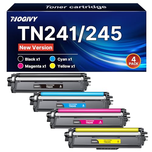NOGIVY TN241 TN245 Compatible with Brother MFC 9332CDW Toner Brother DCP 9022CDW MFC 9142 CDN Toner HL-3142CW HL-3152CDW MFC-9332CDW DCP-9022CDW Printer MFC-9332CDW DCP-9022CDW (Pack of 4)