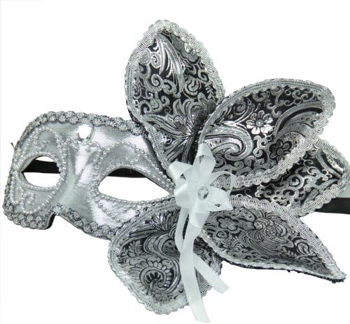 Nati Women's Masquerade Mask Fancy Dress Flower Color Silver