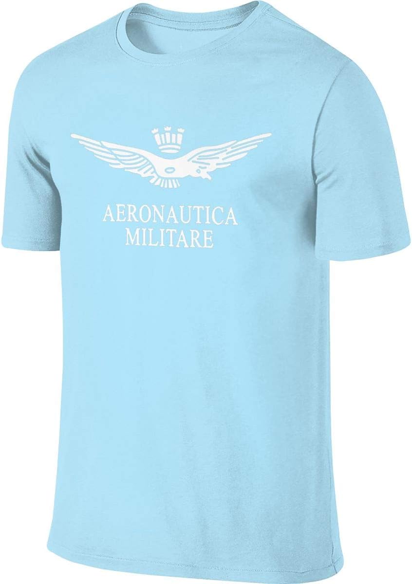 KOOLE Men's Aeronautica Militare Comfortable Tennis Short Sleeves Cotton Tshirts Sky Blue