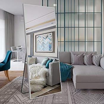 NeuType Full Length Mirror Floor Mirror with Standing Holder Bedroom/Locker Room Standing/Hanging Mirror Dressing Mirror Wall-Mounted Mirror (Sand Gray)