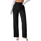 Pink Queen Women's Dress Pants Elastic High Waist Straight Leg Office Slacks Pull On Business Casual Trousers Work Pants