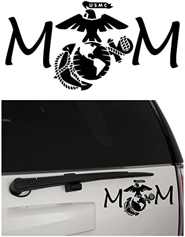 Proud Parent of a United States Marine USMC (Mom &amp; Dad) Vinyl Decal, Premium Performance Matte Vinyl, MOM, Matte Black, W 8" x H 4.1"