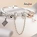SOUFEEL Swarovski Charm Stopper 925 Sterling Silver Charms Safety Chain for Non-Threaded Bracelets