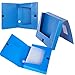 H&W 3 Pack, A4 Storage Archives Cases File Boxes Plastic with Lid, Box File, Height 35 55 75mm, Blue (WG3-Z1)