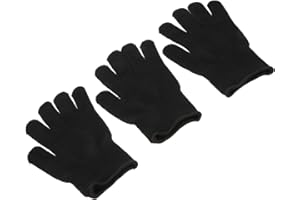 Ipetboom 3pcs Heat-resistant Hair Curler Protective Gloves Mitten Black High Temperature Resistant 200°c for Salon and Home S